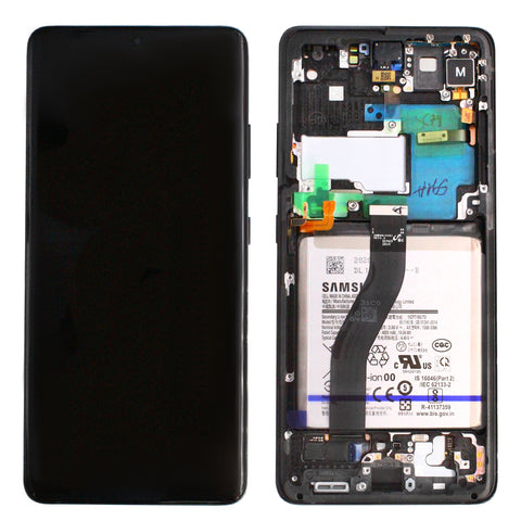 Samsung SM-G998B Galaxy S21 Ultra LCD-scherm + touchscreen + frame - GH82-24591A/GH82-24925A - met batterij - zwart