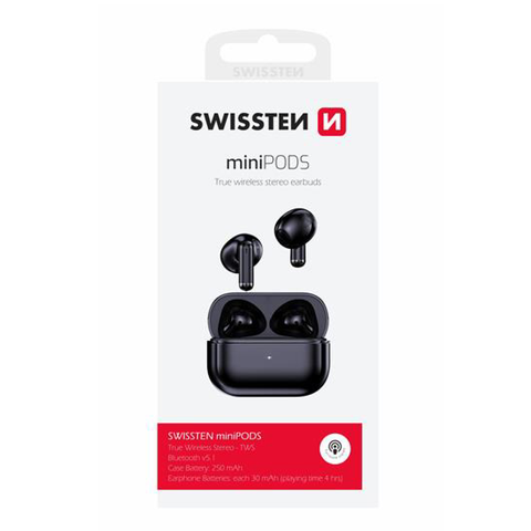 Swissten Headset Bluetooth TWS Minipods - Zwart