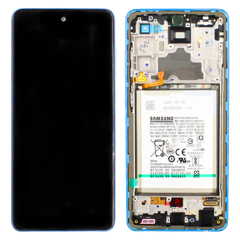 Samsung SM-A725F Galaxy A72 4G LCD-scherm + touchscreen + frame - GH82-25541B/GH82-25542B - met batterij - blauw