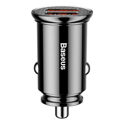 Baseus Autolader Rond Kunststof A+A Dual Quick Charge 3.0 30W Zwart (CCALL-YD01)