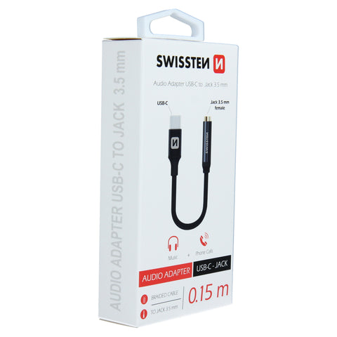 Swissten Audio Adapter USB-C/Jack (Vrouwelijk) - 0,15M - Zilver