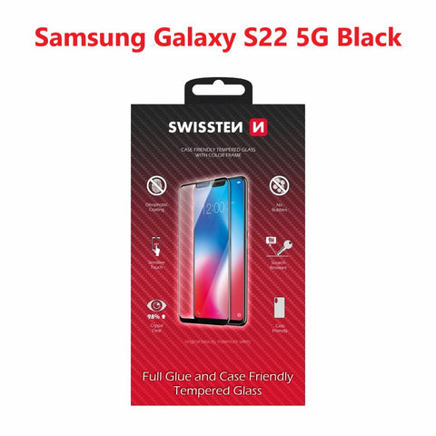 Swissten SM-S901B Galaxy S22 gehard glas - volledig gelijmd - zwart