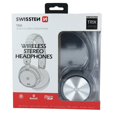 Swissten Trix Stereo Koptelefoon - Draadloos - Titan Zilver/Grijs