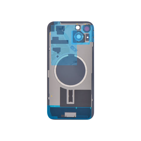 Apple iPhone 15 Plus Backcover Glas - Met Cameraframe + Ijzeren Plaat + NFC Magneet - Zwart