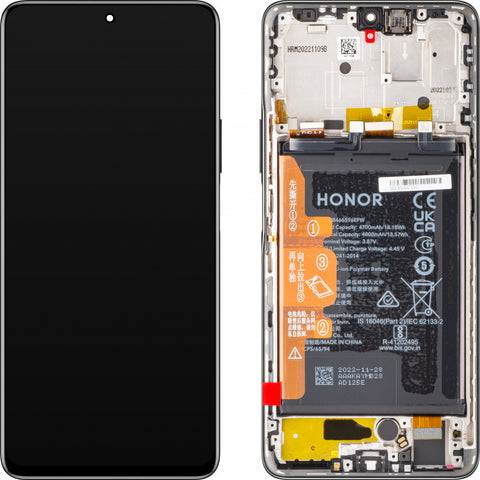 Huawei Honor Magic 4 Lite (ANY-LX1/ANY-LX2/ANY-LX3) LCD Display + Touchscreen + Frame - 0235ABSK/0235ACGA/0235AAMB - Black