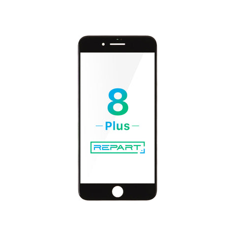 Apple iPhone 8 Plus Glass - Repart - with Front Bezel and OCA Glue - 10 PCS - Black