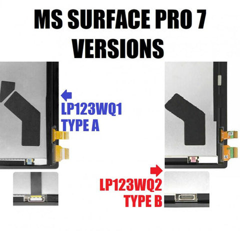 Microsoft Surface Pro 7 LCD Display + Touchscreen - LP123WQ1 - 1866 With LP123WQ2 Compatible Flex Cable - Black