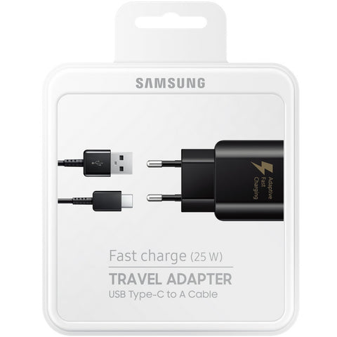 Samsung Fast Charge (25W) Travel Adapter + Type-C To Type-A USB Cable EP-TA300CBEGWW - Black