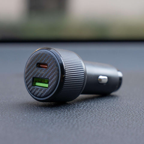 Swissten Dual USB-C & USB-A Car Charger (63W) - 20111910 - With USB-C Cable - Black