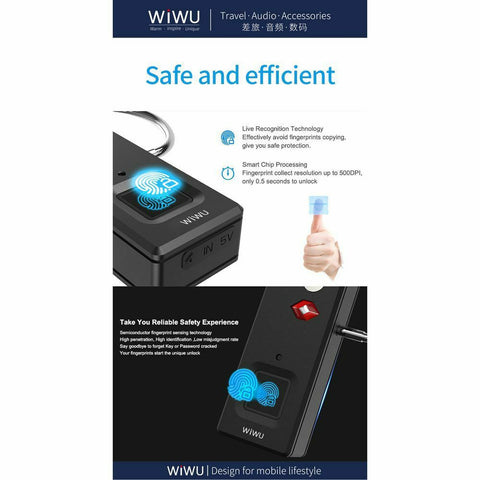 WiWU Smart device S6 Fingerprint padlock Black