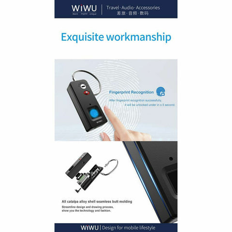 WiWU Smart device S6 Fingerprint padlock Black