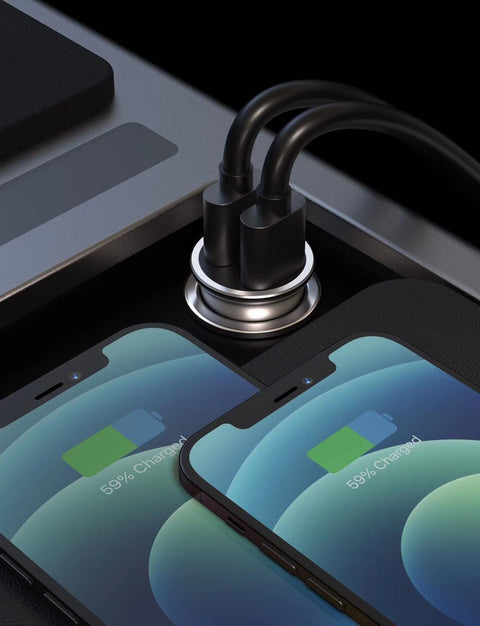 Swissten 2.4A Power Delivery (36W) Car Charger - 20111740 - With USB-A & USB-C Port - Silver