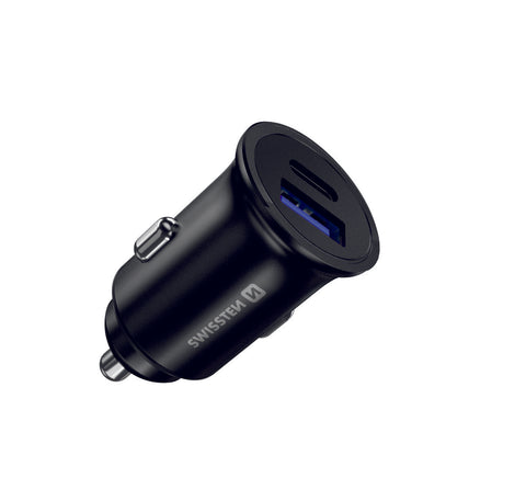 Swissten 2.4A Power Delivery (36W) Car Charger - 20111760 - With USB-A & USB-C Port - Black