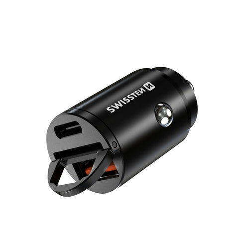 Swissten Power Delivery Car Adapter (30W) - 20111770 - With USB-A & USB-C Port