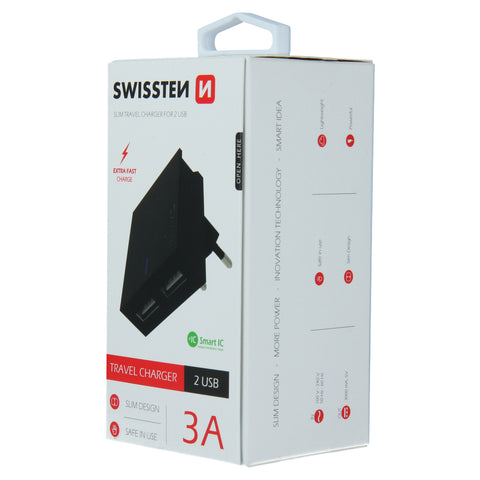 Swissten 3A Dual Travel Charger - 22031000 - Black