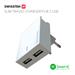 Swissten 3A Dual Travel Charger - 22043000 + Type-C USB Cable - White