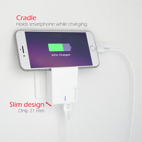 Swissten 3A Dual Travel Charger - 22045000 + MFI Lightning USB Cable - White