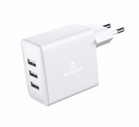 Swissten 3A Triple Port Travel Charger (15W) - 22052100 - White