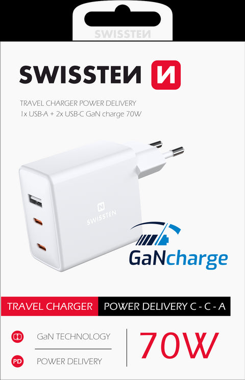 Swissten USB-C Travel Charger (70W) - 22054100 - White