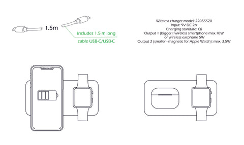 Swissten Dual Wireless Charger - 22055520 - Black