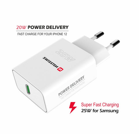 Swissten USB-C Travel Charger (25W) - 22060300 - White