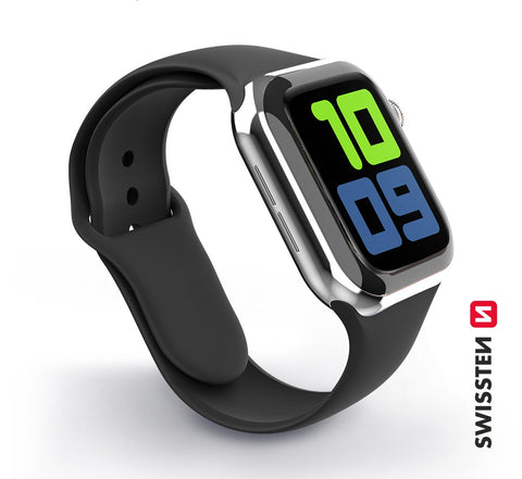 Swissten Apple Watch 38-40mm Silicone Band - 46000101 - Black