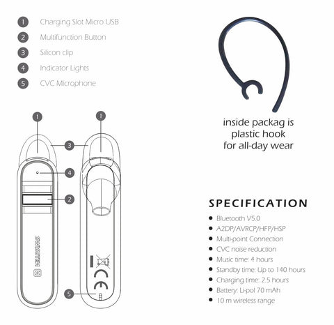 Swissten Caller Bluetooth Headset - 51104100 - Black