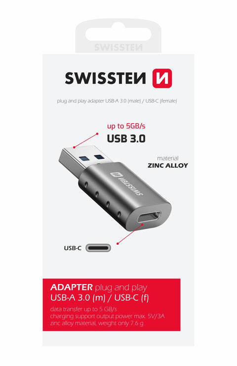 Swissten USB-A to USB-C OTG Adapter - 55500200