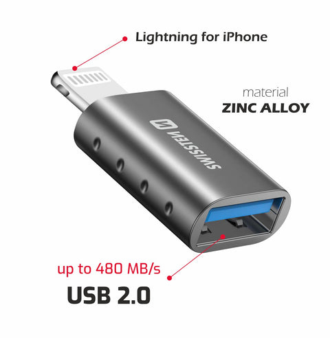 Swissten Lightning to USB-A OTG Adapter - 55500300