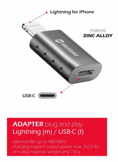 Swissten Lightning to USB-C OTG Adapter - 55500400