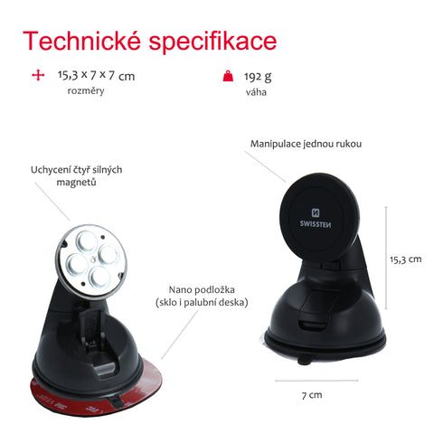 Swissten S-Grip M1 Magnetic Car Holder - 65010300 - Black