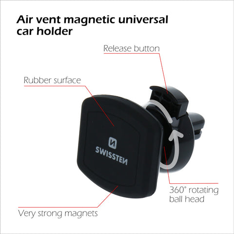 Swissten S-Grip M3 Magnetic Air Vent Car Holder - 65010307 - Black
