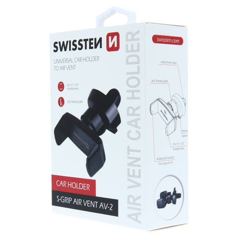 Swissten S-Grip AV-2  Air Vent Car Holder - 65010402 - Up to Phones for 6.0" - Black