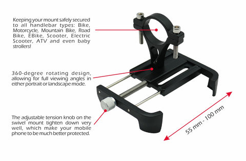 Swissten BM1 Bike & Motorcycle Holder - 65010405 - Up to Phones for 7.0" - Black