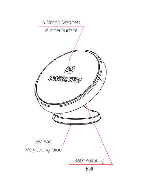Swissten S-Grip DM7 Magnetic Car Holder - 65010421 - Black