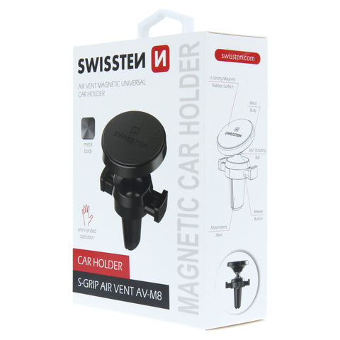 Swissten S-Grip M8 Magnetic Air Vent Car Holder - 65010422 - Black