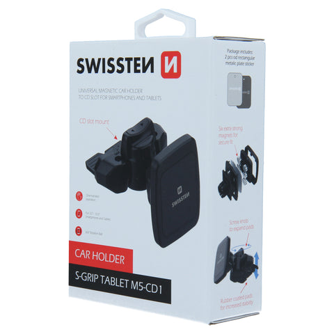 Swissten S-Grip M5-CD1 CD Slot Magnetic Car Holder - 65010501 - For Tablets - Black