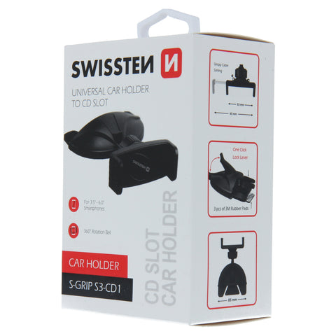 Swissten S-Grip S3-CD1 CD Slot Car Holder - 65010507 - Black