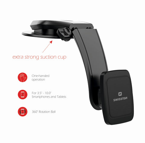 Swissten S-Grip M5-R1 Gravity Magnetic Car Holder - 65010601 - For Tablets - Black