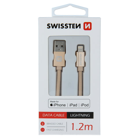 Swissten Textile MFI Lightning Cable - 71524204 - 1.2m - Gold