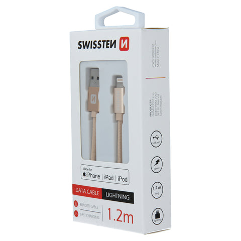 Swissten Textile MFI Lightning Cable - 71524204 - 1.2m - Gold
