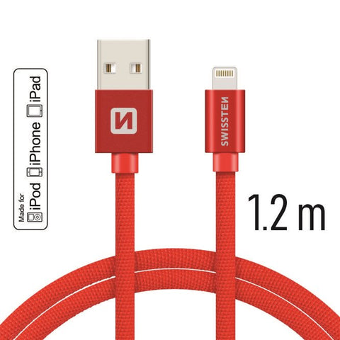 Swissten Textile MFI Lightning Cable - 71524206 - 1.2m - Red