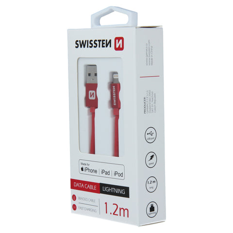 Swissten Textile MFI Lightning Cable - 71524206 - 1.2m - Red