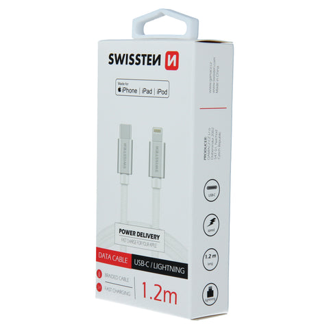 Swissten Textile USB-C To MFI Lightning Cable - 71526203 - 1.2m - Silver