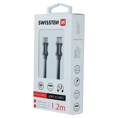 Swissten Textile Type-C USB Cable - 71527201 - 1.2m - Black