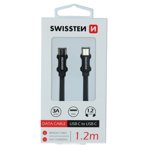 Swissten Textile Type-C USB Cable - 71527201 - 1.2m - Black