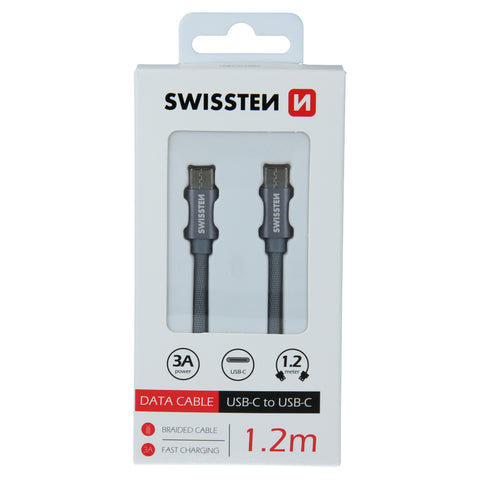 Swissten Textile Type-C USB Cable - 71527202 - 1.2m - Grey