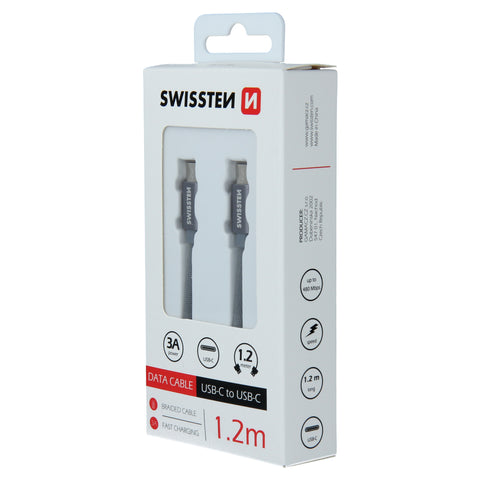 Swissten Textile Type-C USB Cable - 71527202 - 1.2m - Grey