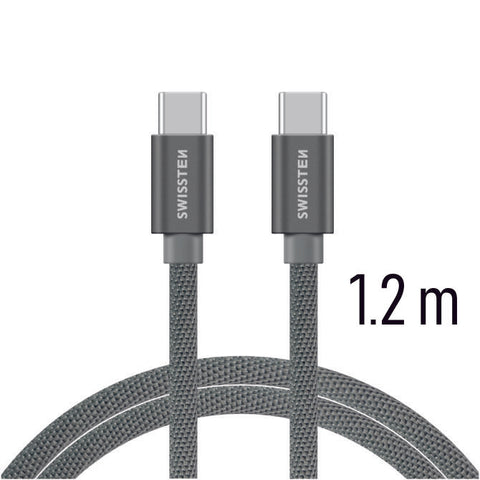 Swissten Textile Type-C USB Cable - 71527202 - 1.2m - Grey
