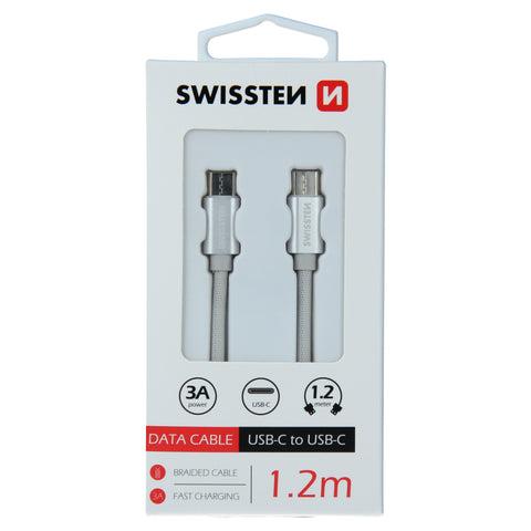 Swissten Textile Type-C USB Cable - 71527203 - 1.2m - Silver
